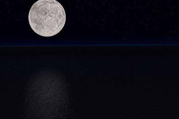图像美丽的完整的月亮晚上插图
