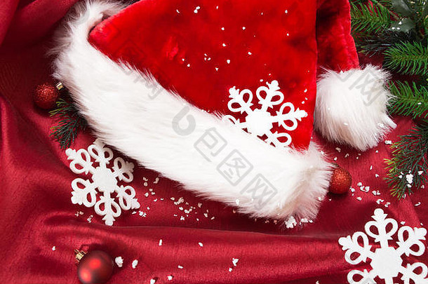 圣诞老人的他圣诞节饰品雪红色的波浪织物