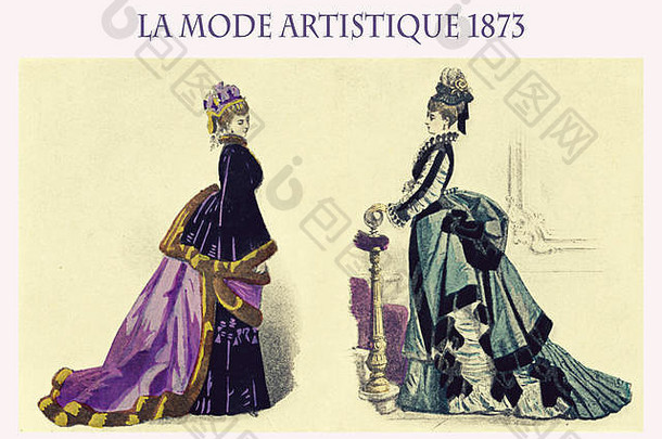 时尚结束法国杂志模式艺术礼物女士们花俏的挣扎裙子角发型