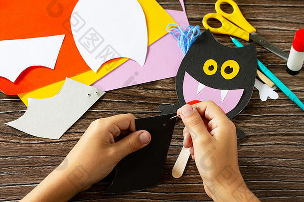 孩子削减细节dracola蝙蝠玩具万圣节孩子们的艺术项目工艺孩子们工艺孩子们
