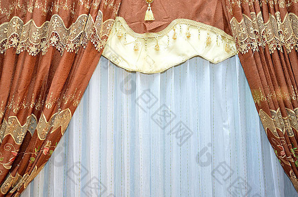 金棕色（的）丝绸窗帘