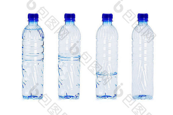 水水平塑料瓶白色背景