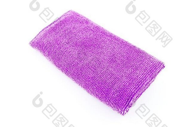 紫色的超细纤维织物说谎中间孤立的白色背景前视图
