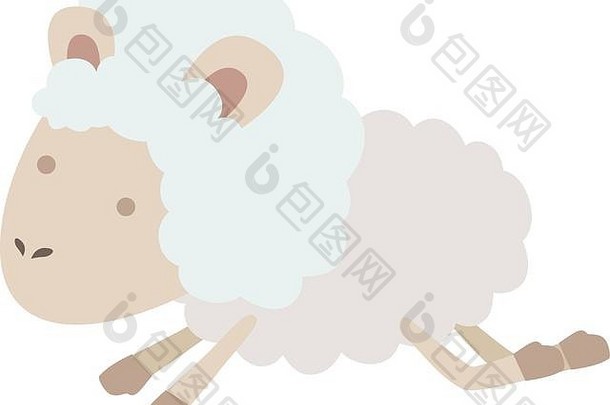 羊动物跳色彩斑斓的轮廓白色背景
