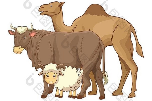 骆驼牛山<strong>羊</strong>动物漫画