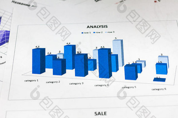 特写镜头分析年度报告蓝色的图表业务