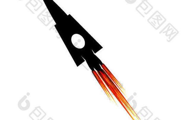 火箭黑色的轮廓插图孤立的背景