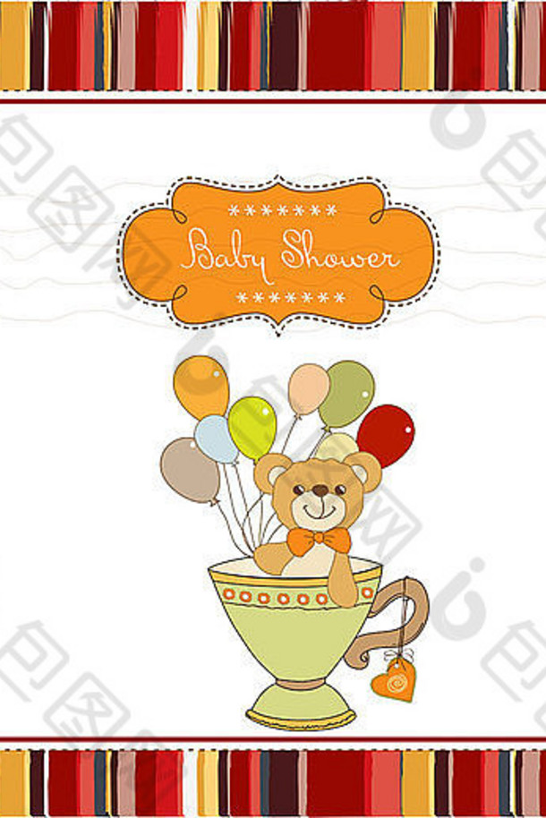 婴儿淋浴卡可爱的泰迪熊