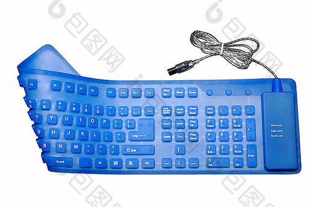 灵活的蓝色的键盘电脑象征连接互联网行动扩展关闭关键特写镜头技术空间酒吧浅