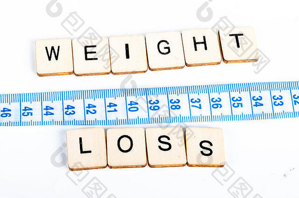 健康概念磁带测量显示消息重量损失