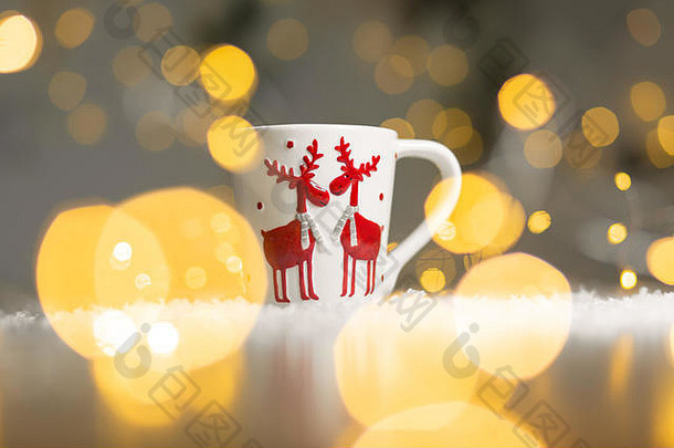 以圣诞为主题的杯子鹿舒适的温暖的家庭大<strong>气节</strong>日装饰