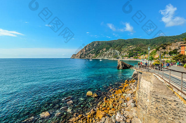 色彩斑斓的利古里亚海海岸海滩费吉娜海滩monterosso海五渔村意<strong>大</strong>利