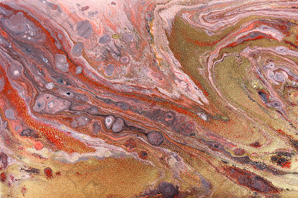 大理石摘要丙烯酸背景粉红色的蓝色的大理石花纹艺术作品纹理玛瑙涟漪模式黄金粉
