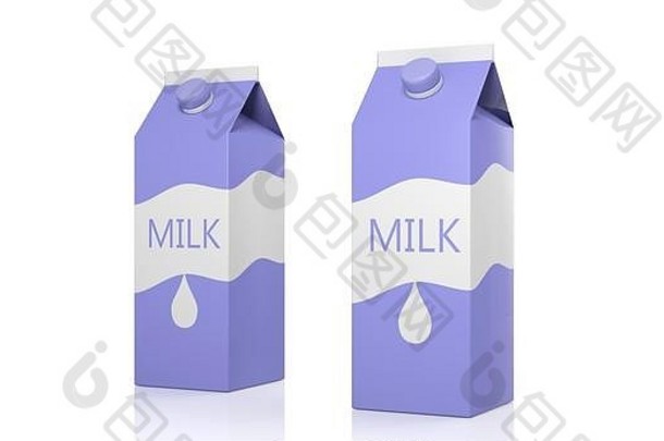 乳制品产品牛奶纸箱盒子孤立的白色背景插图