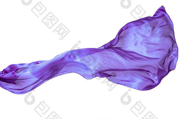 光滑的紫色的透明的布孤立的白色背景纹理飞行织物
