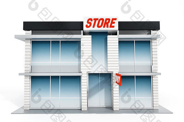 通用的商店前面孤立的白色背景插图