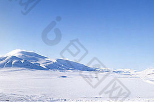 冬天景观斯匹次卑尔根岛斯瓦尔巴特群岛挪威