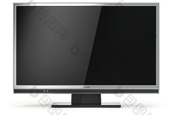 平屏幕液晶显示器等离子体孤立的白色数字广播电视