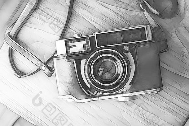 古董相机草图风格