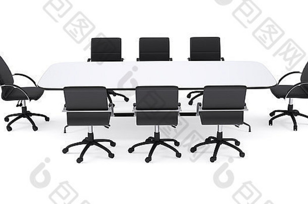 会议表格黑色的办公室椅子孤立的