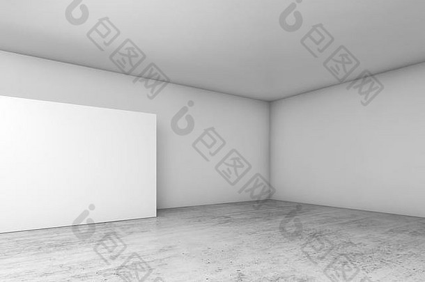摘要空室内白色几何安装混凝土地板上当代体系结构设计插图