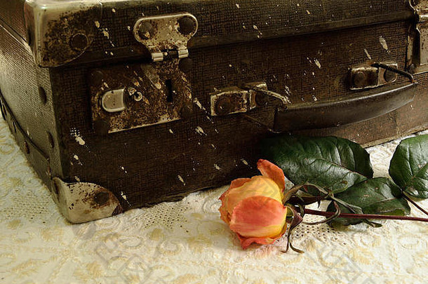 古董手提箱玫瑰