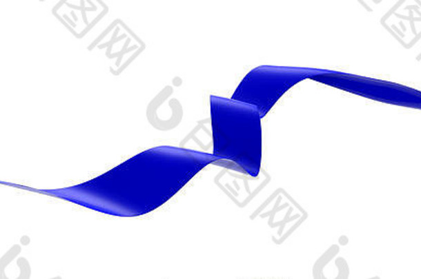 礼物概念蓝色的缎丝带孤立的断路白色背景横幅插图