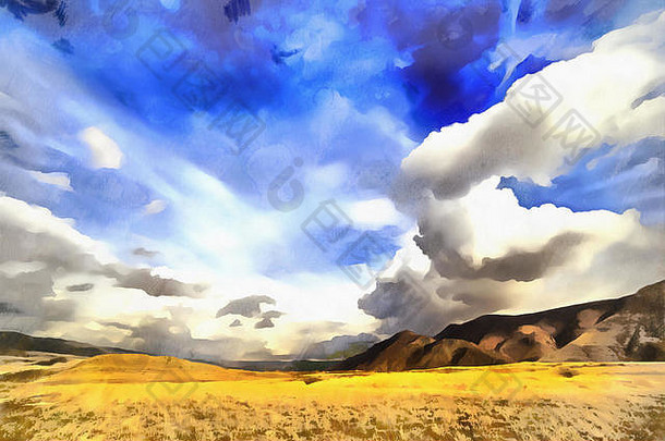 视图高加索地区山色彩斑斓的绘画亚美尼亚
