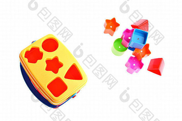 形状sorter玩具彩色块孤立的白色复制空间房间文本