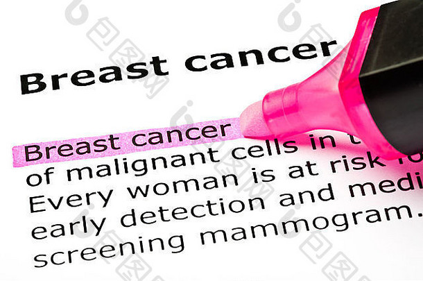 的乳房癌症的突出显示粉红色的感觉提示笔