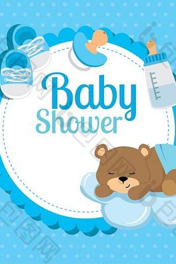婴儿淋浴卡可爱的熊装饰