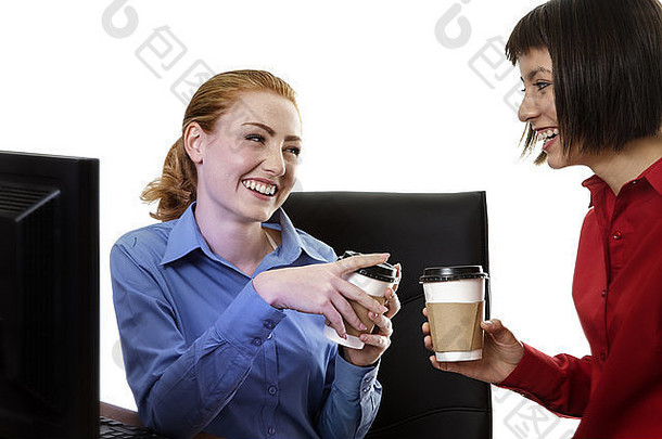 工作的同事们闲谈，聊天流言蜚语工作咖啡