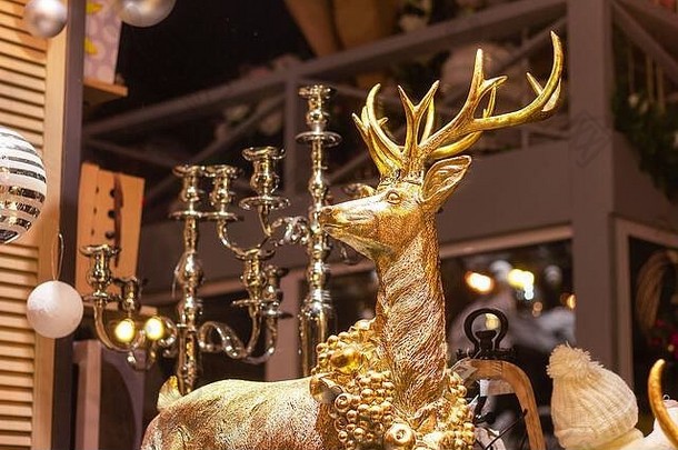 大鹿黄金小雕像装饰中间体诺埃尔创新设计