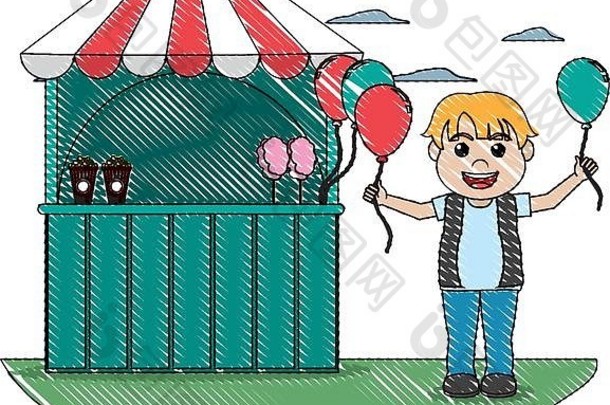 涂鸦狂欢节商店男孩气球设计