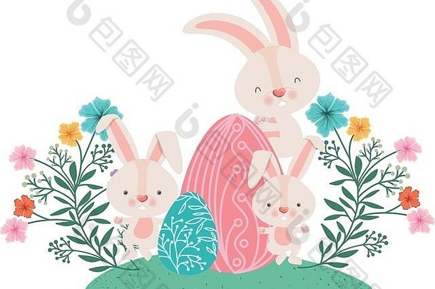 复活节兔子鸡蛋花图标