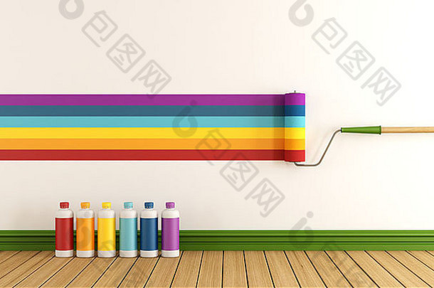 选择颜色斯沃琪油漆墙空房间样品色彩斑斓的油漆呈现