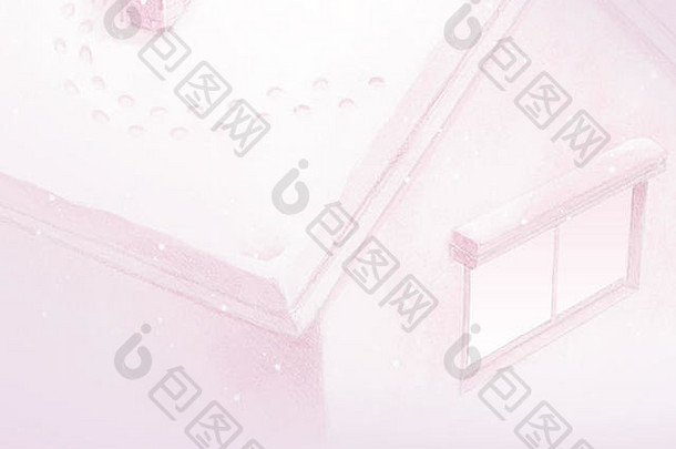 绘画粉红色的仙女演讲房子背景冬天