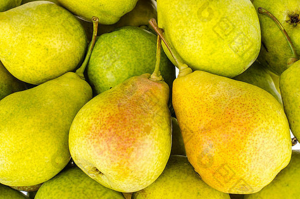 水果背景成熟的黄色的梨
