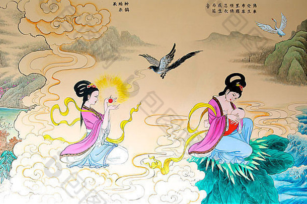 古老的中国人仙女绘画