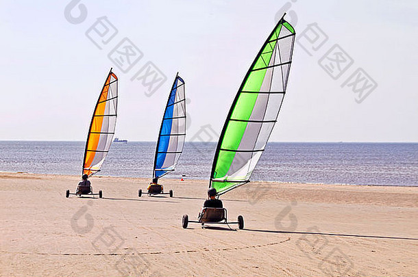 帆车北海海滩ijmuiden荷兰