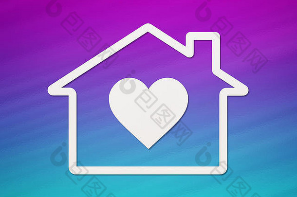纸房子心内部色彩斑斓的背景住房家庭概念摘要概念上的图像