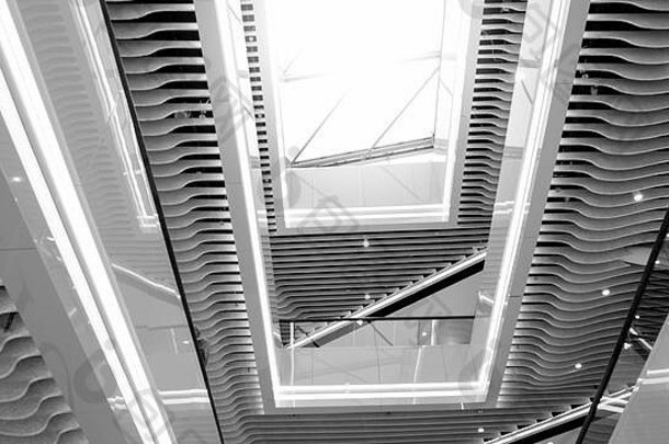 黑色的白色摘要体系结构图像玻璃屋顶现代办公室建筑