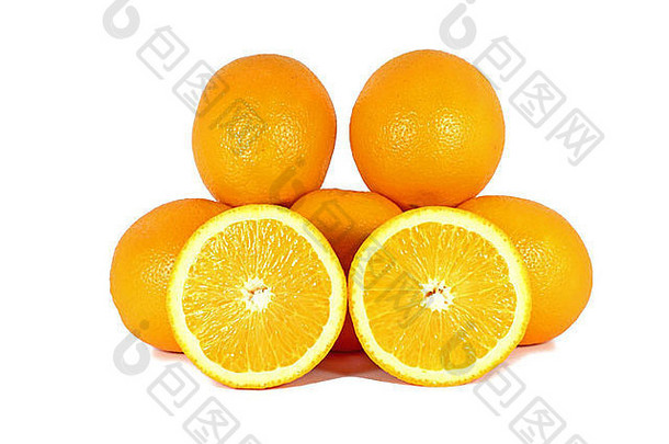 橙色柑橘类水果孤立的白色背景
