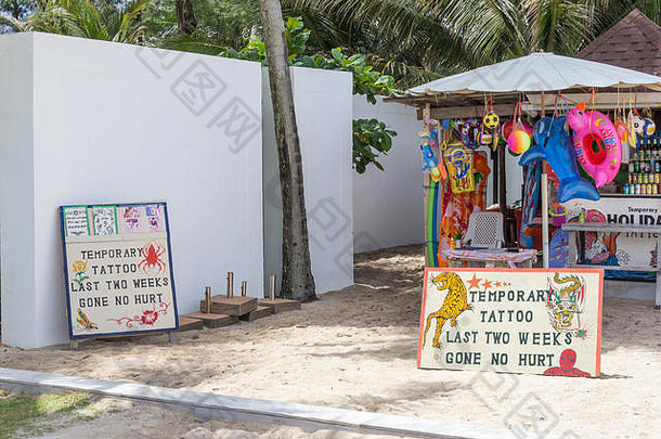 商店广告临时纹身海滩爆炸我普吉岛泰国
