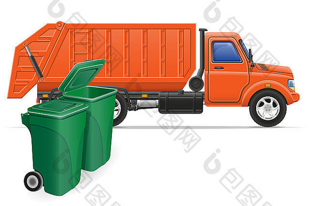 货物卡车垃圾删除概念插图孤立的白色背景