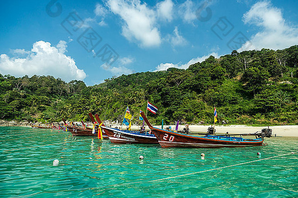 longthail泰国船海滩热带岛普吉岛泰国