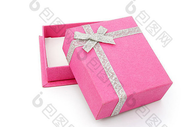 粉红色的礼物盒子打开白色剪裁路径