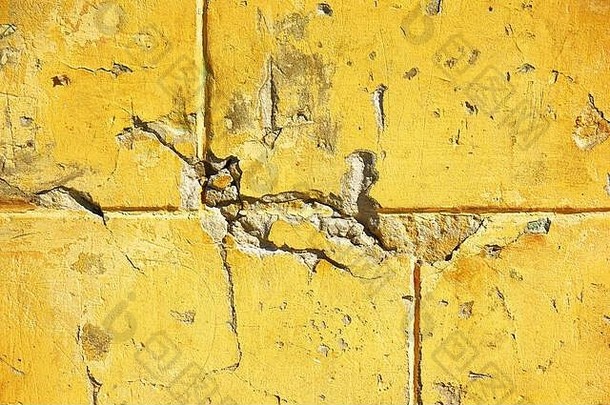 黄色的墙划痕芯片摘要背景