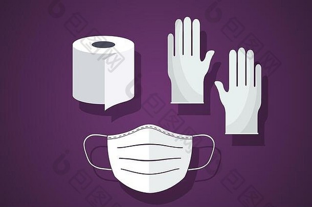 厕所。。。纸医疗橡胶手套口保护面具