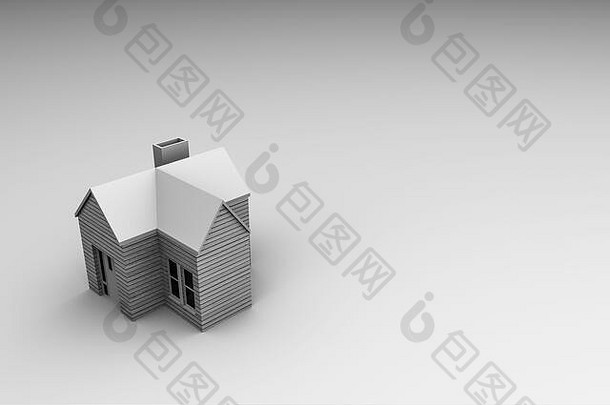 简单的房子孤立的白色背景插图
